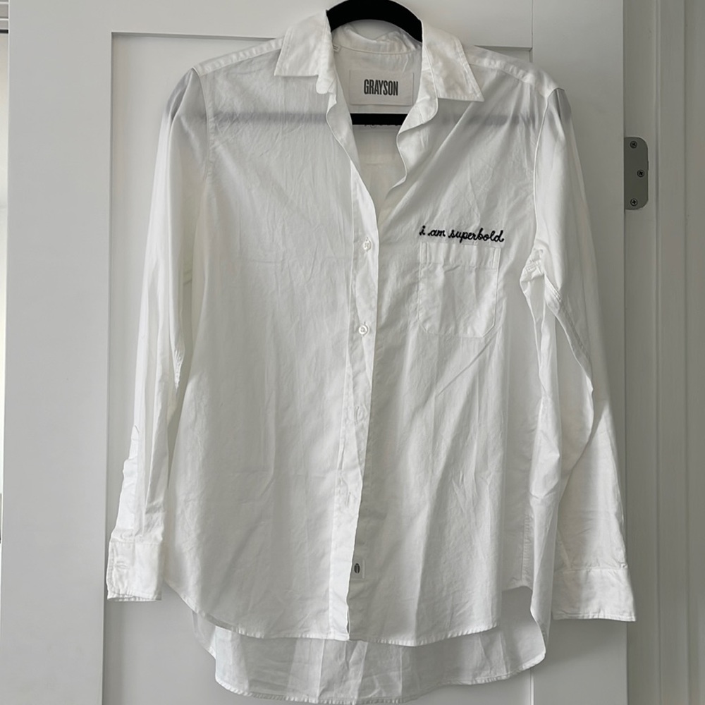 Grayson The Hero Shirt embroidered “I am Superbold” - size 02